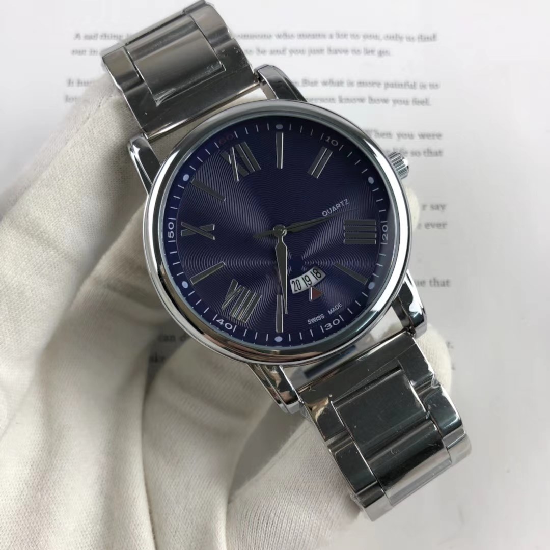 

2021 New high quality Three needle series luxury mens watches Roman numeral dial Quartz Watch designer watches MONTBL Brand Steel strap