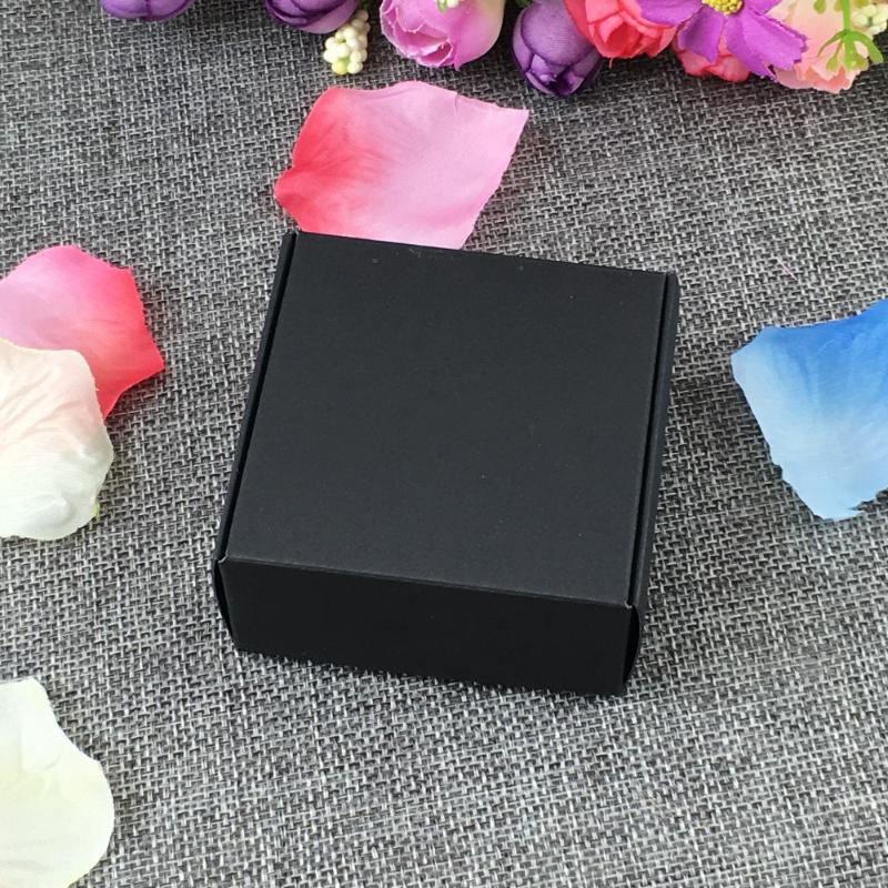 

50pcs 7.5*7.5*3cm Gift Kraft Box Jewelry Boxes Blank Package Carry Case Cardboard Display For Accessory Accept Custom Logo