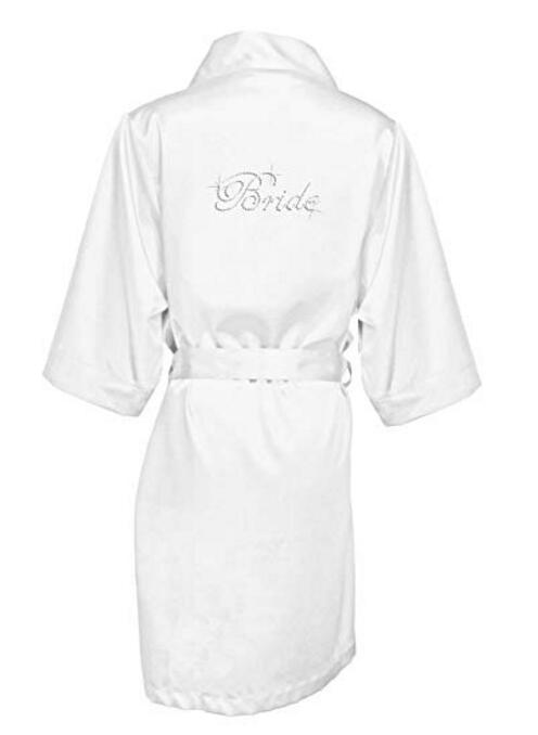 white silk robe bride