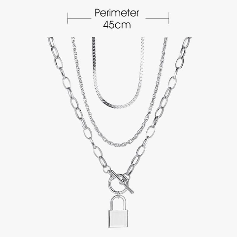 

Multi Layer Chain Necklace Punk Metal Long Pendant Choker Bohemian Jewelry Accessories Weddings Party Girl Gift Silver Color