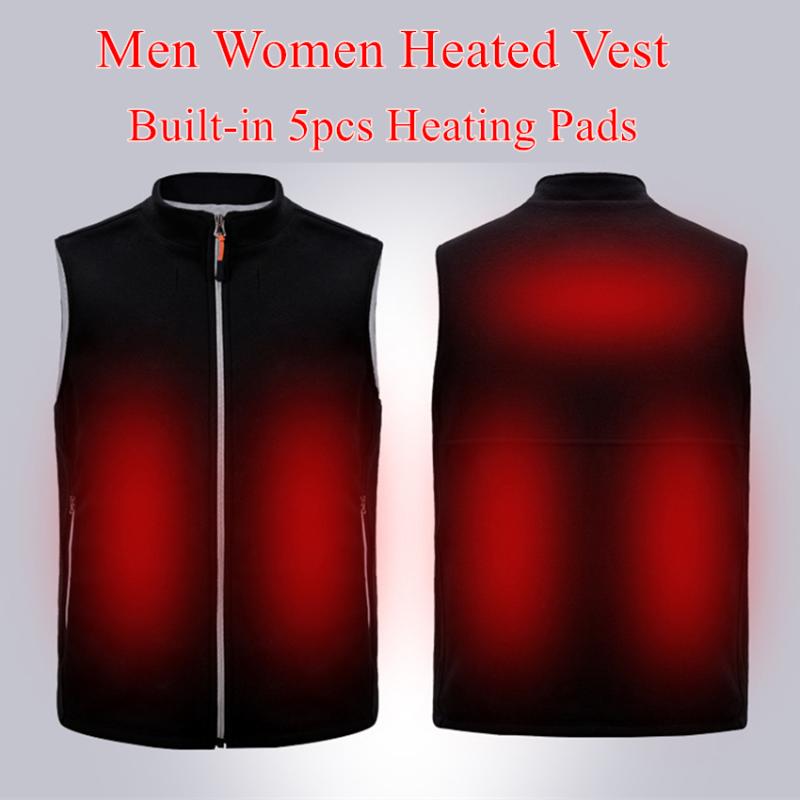 

Women Heated Vest Velvet fleece Battery Powered Electric men heated vest Electric Thermal Clothing Waistcoat, Black v-neck