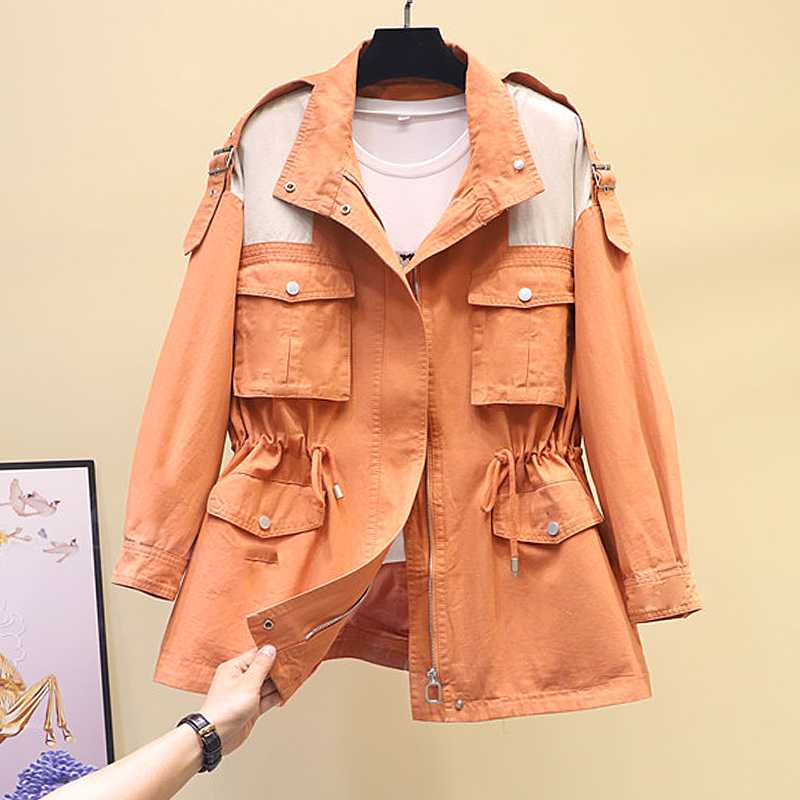 

Spring Autumn Windbreaker Women Clothes 2020 Korean Loose Long sleeve Zipper Trench Coat Women Thin Khaki Outerwear Tide G207, Ginger