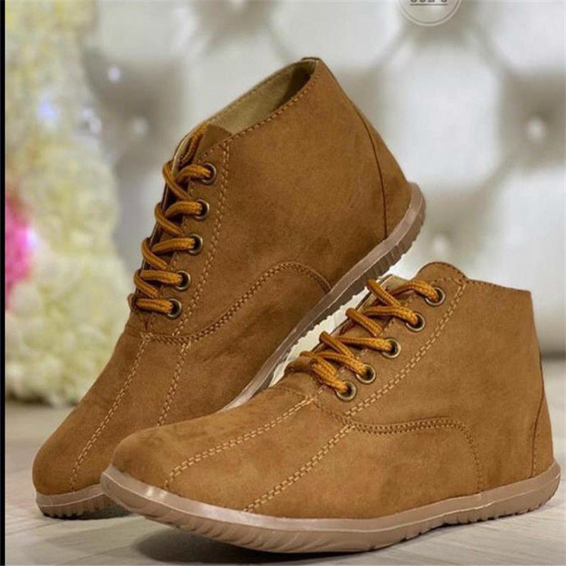 

Women ankle boots flats lace up autumn faux suede flat casual shoes plus size gladiator booties woman mujer zapatos mujer D1783, Black