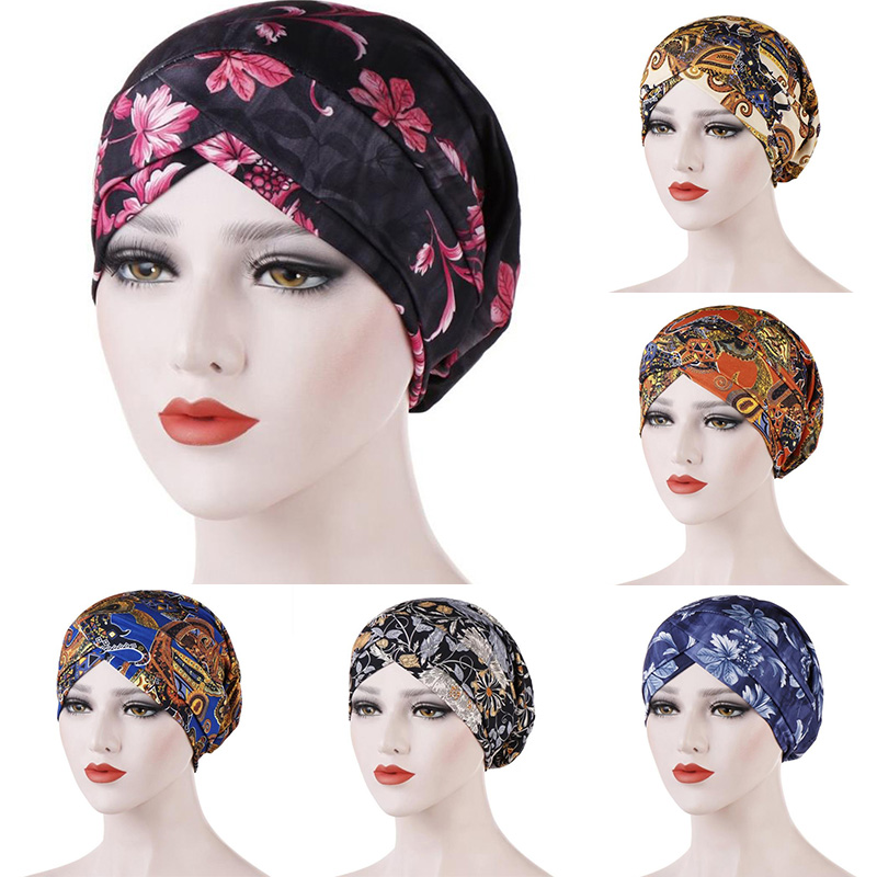 

Womens New Soft Cotton Chemo Cap And Sleep Turban Hat Liner For Cancer Hair Loss Headwear Head Wrap Turbante Hair Accessories