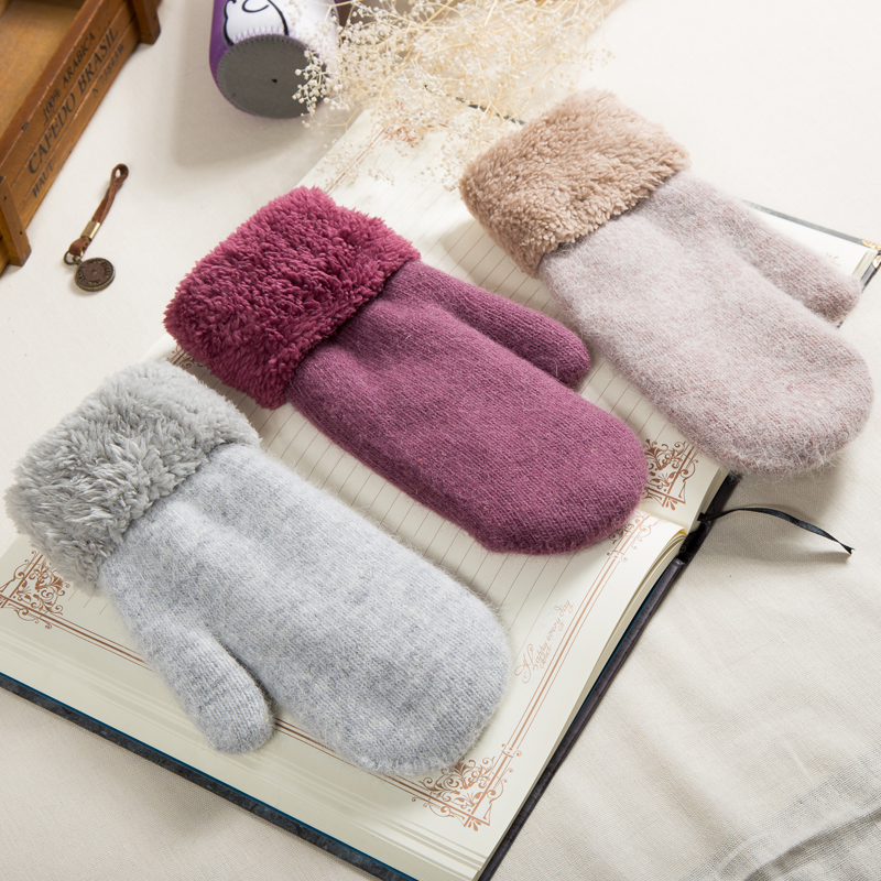 

Mittens Korean version the couple gloves winter cute warm thickening velvet riding students wool gloves