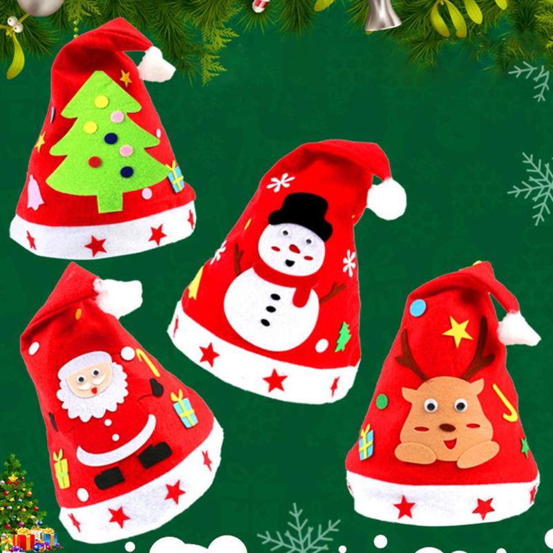 

DIY Soft Non-woven Christmas Hat Fabric Cute Santa Claus Elk Cap Xmas Props New Year Party Decorative Accessories Gift