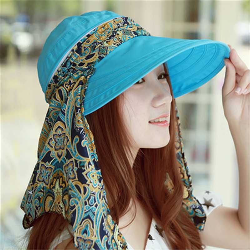 

Fashion Summer Hats for Women Foldable Visors Cap Sun Collapsible Anti-uv Hat Floral Printed Wide Brim Sun Hats, Color 3