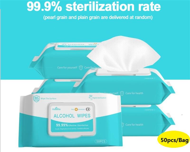 

75% Disinfecting Alcohol wipes Sterilization Travel Cleaning Tissue wipes Effectively Inactivate Germ Antibacterial Hand Sanitizer 50/pack