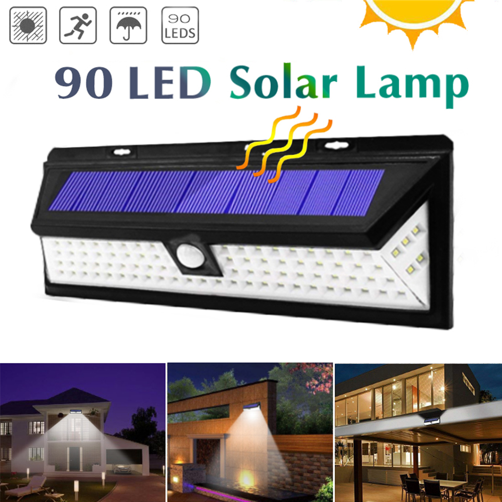 

IP65 Waterproof 90 LED Solar Motion Sensor Wall Light Human Infrared PIR Mounted Wall Lamp Security Light Decoration for Garden