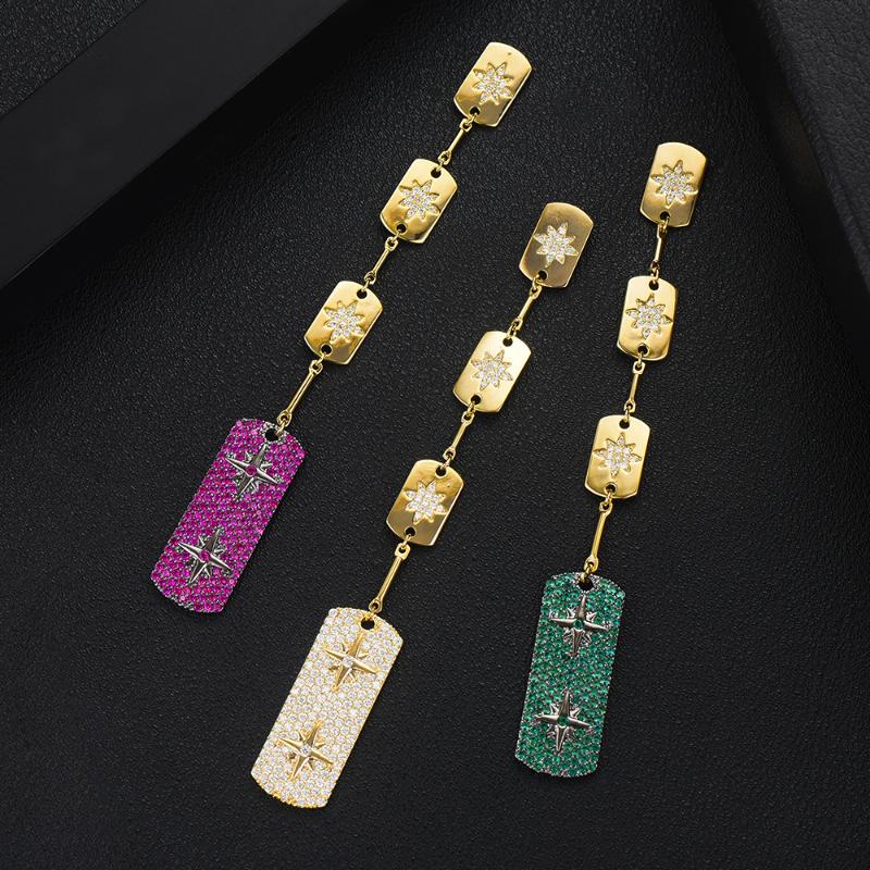 

GODK TRENDY Long Drop Statement Earrings For Women Wedding Cubic Zircon Party Dubai Silver Bridal Jewelry