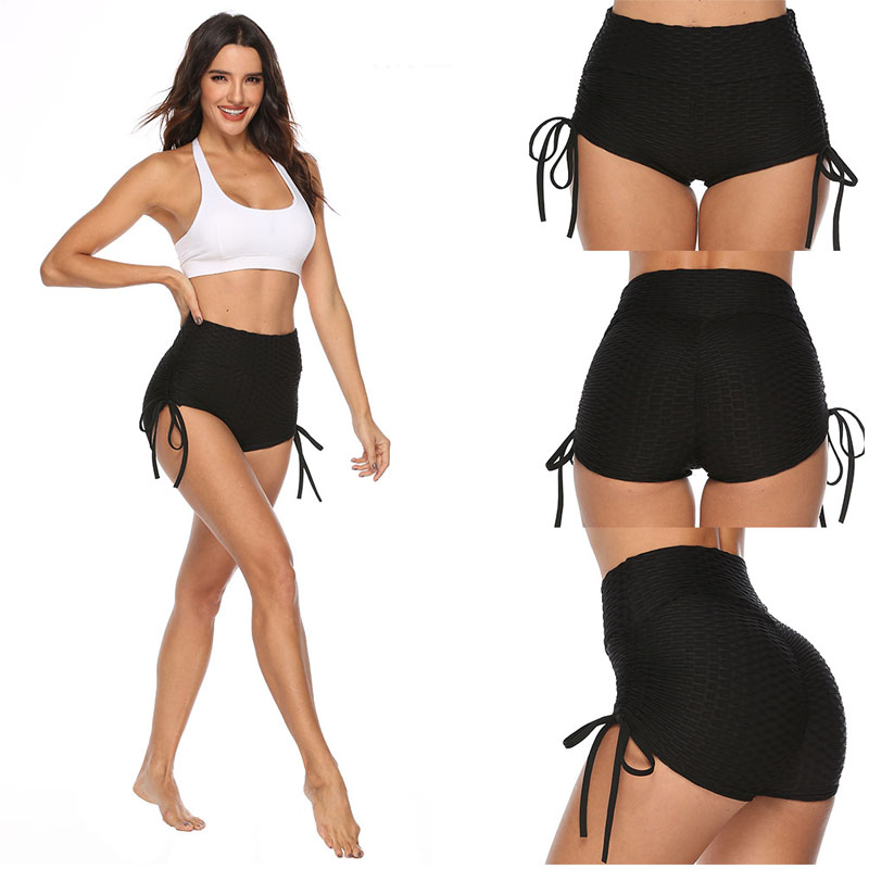 

SALSPOR Hot With Adjustable Rope Sports Shorts Women Push Up Sexy Bodycon Workout Short Pants Casual Lady Elastic Sportwear, Beige