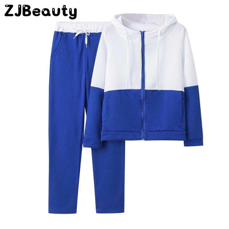 

Tracksuit For Women 2 Pieces Exercise Set Solid Color Hooded Short Sweatshirt pant Tracksuit Fitness Sport Suit Sportswear#g4, Black