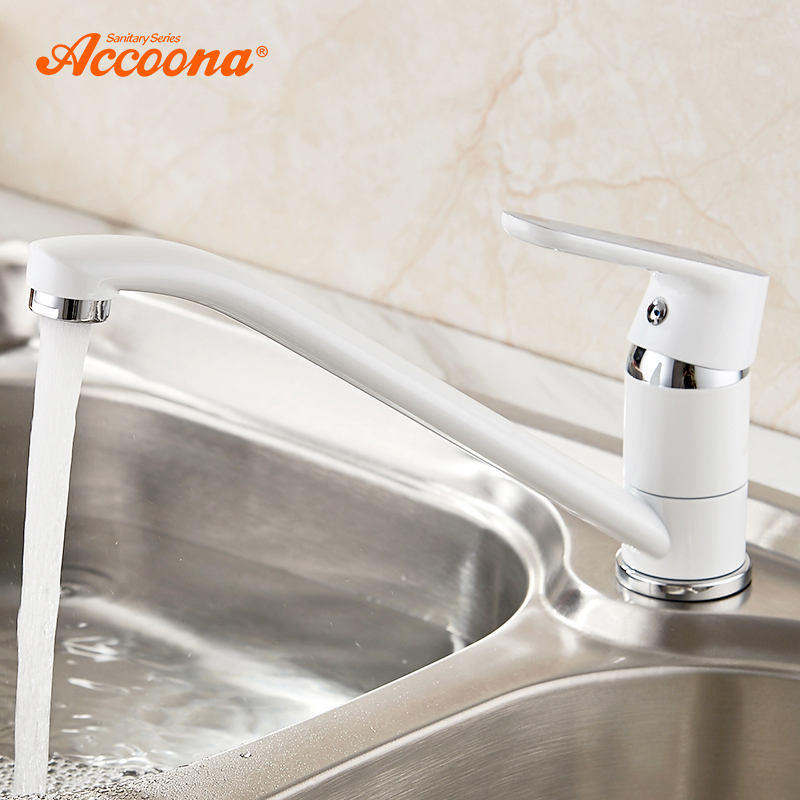 

Accoona Kitchen Faucet Polished Spray paint Single Handle Swivel Spout Vessel Sink Mixer Tap Zinc Alloy Kitchen Faucets A4166