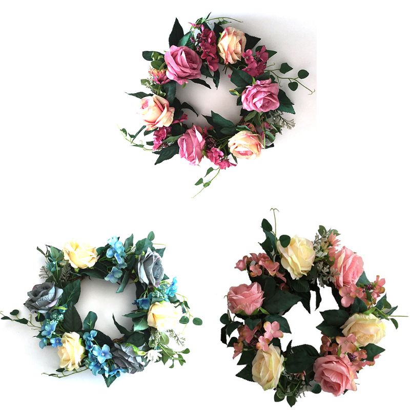 

Artificial Flowers Rose rose Wreath Spring Wreath Outdoor for Front Door, Blue