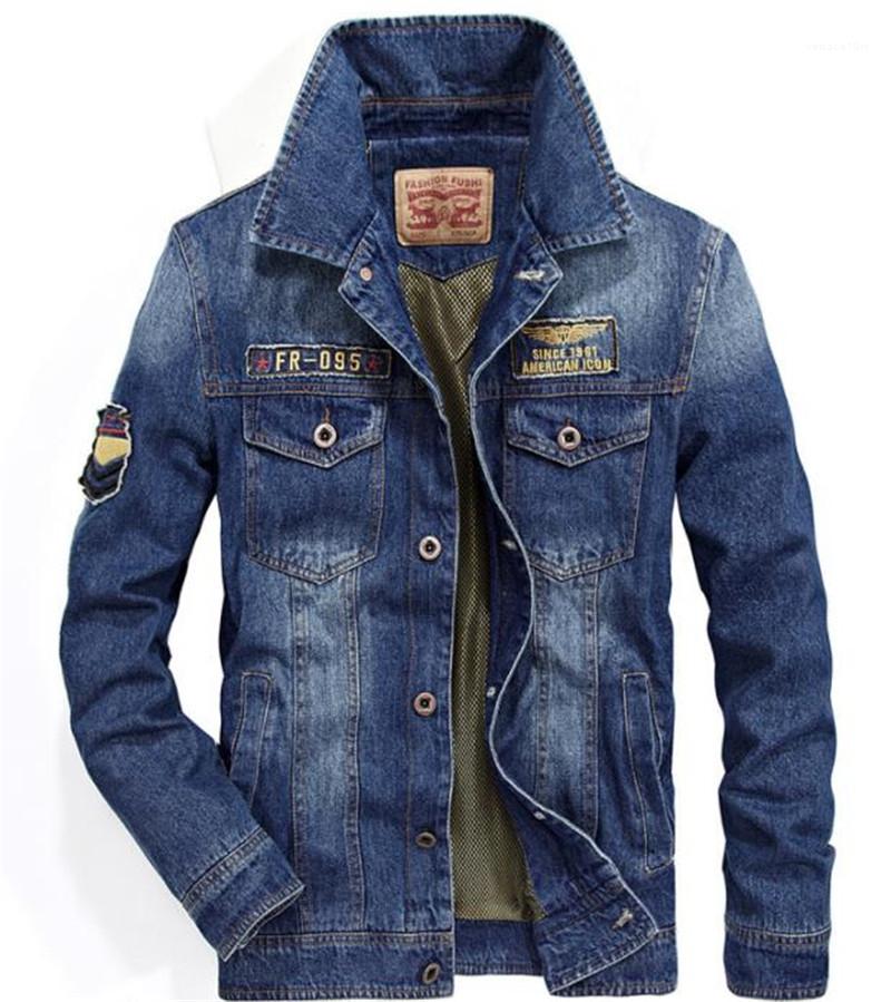 

Jean Jackets Fashion Loose Epaulet Single Breasted Mens Jean Jackets Casual Males Clothing Vintage Mens Designer, Blue
