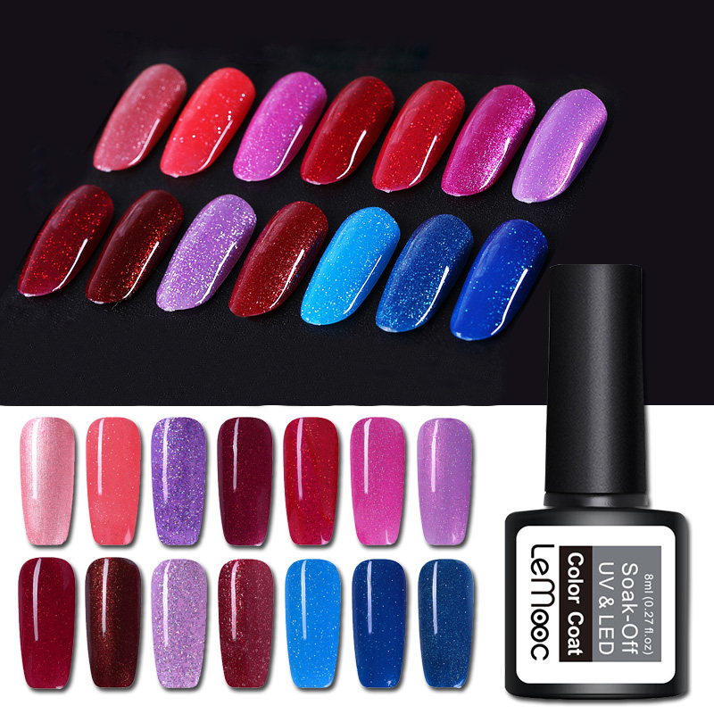 

LEMOOC 8ml Nail Gel Polish Platinum Laser Shimmer Soak Off UV LED Gel Hybrid Vernis varnish Nail Art Prime Varnish, C048