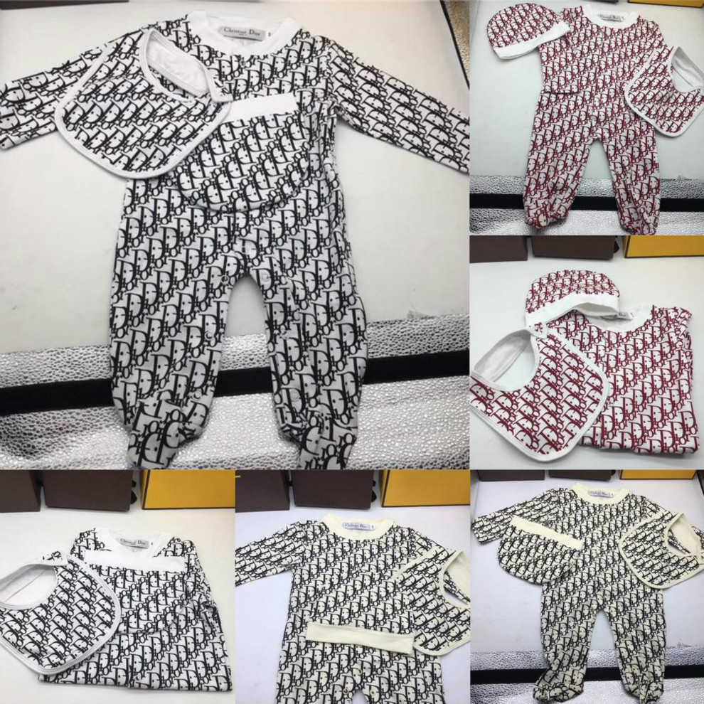 

New Baby Boys Girls Rompers Designer Kids Long Sleeve Cotton Jumpsuits Infant Girls Cotton Romper Boy Clothing, Black&white
