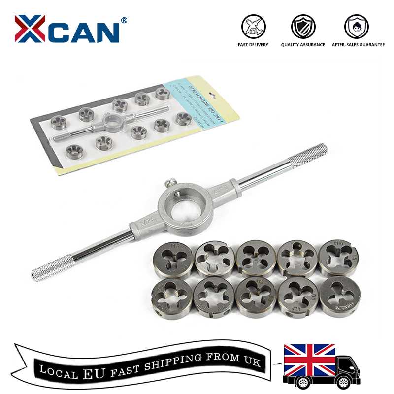 

XCAN 11pcs HSS Die Wrench Set Metric Screw & Die External Thread Cutting Tapping Hand Tool Kit Tap and Sets