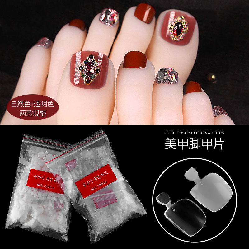

Toenail Patch Transparent Foot Nail Tip 500 PCs Bag Wear Toenail Playing Board Nail Tip, 500 pcs foot nail tip transparent color