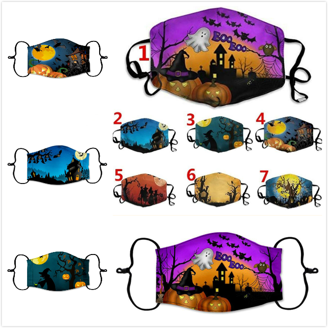 

Halloween Print Face Mouth Mask Individual Package PM2.5 Respirator Dustproof Pollution Washable Reusable Smog Cotton Ice Silk Masks