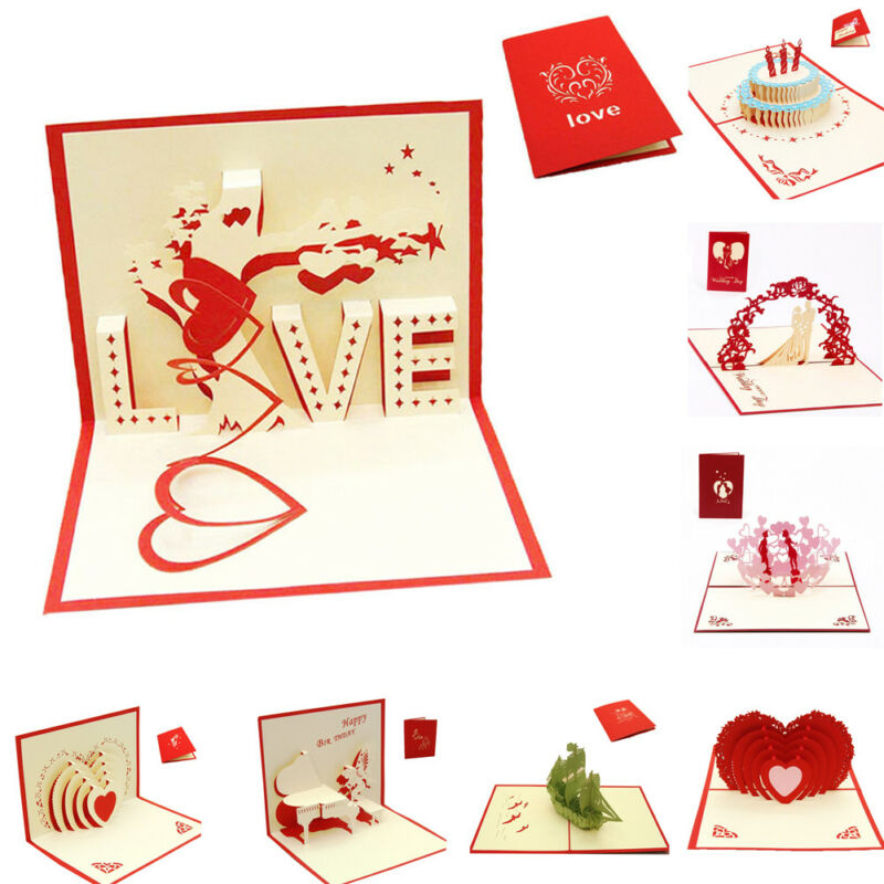 

Greeting Cards 3D DIY Creative Wedding Invitation Up Card Handmade Engagement Valentines Anniversary Day Gift Happy