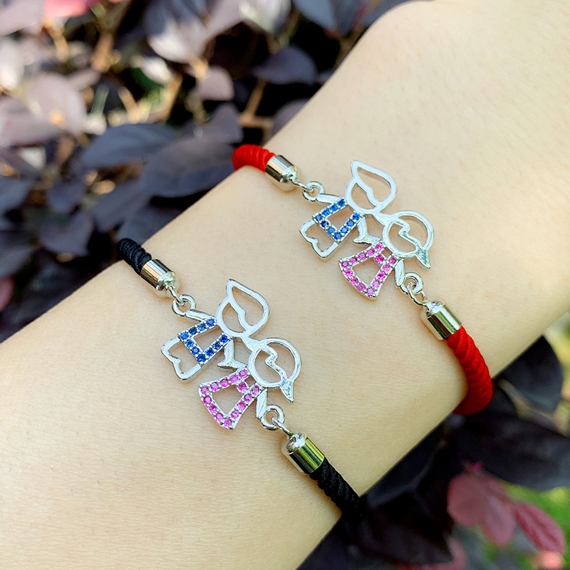 

Silver Color Boys And Girls Couple Bracelet For Women Red Rope Friendship Bracelet String CZ Adjustable Fashion Jewelry brtc19