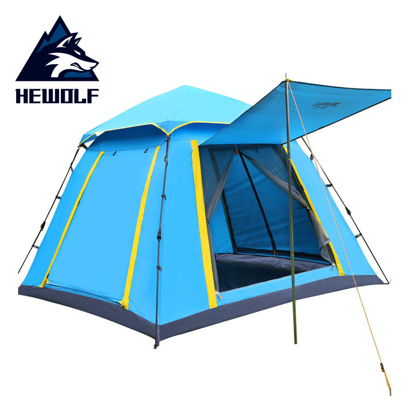 

Hewolf Outdoor Tent 3-4 People Fully Automatic Tent Rainproof Square Space Leisure Camping Beach