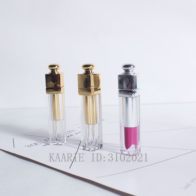 

5ml 30/50pcs/lot Empty Gold/Silver Square Lip Gloss Container, DIY Portable Lip Glaze Tube, Cosmetics Refillable Bottle Package