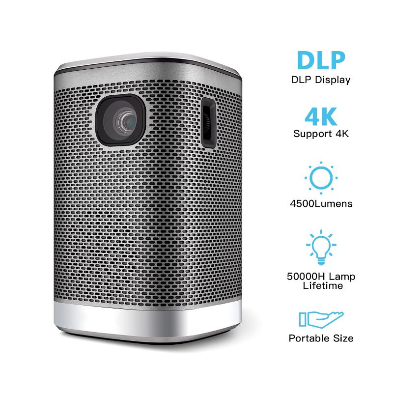 

Mini Portable Projector DLP Video Movie Projector 4500Lumens Touchpad/Remote Control with HIFI Speaker Support Sync Screen