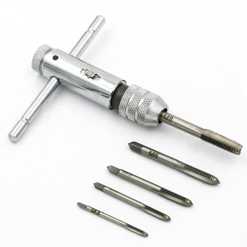 

M3-M8 Tap + Thandle Tap Ratchet Wrench Set Machine Screw Metric Plug Machinist Tool