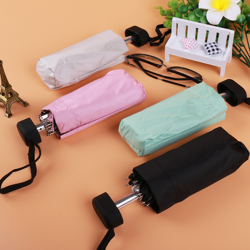 

New Portable Men's Umbrella Mini Pocket Umbrellas Prevent Uv Rainproof Folding Ladies Small Five Fold Sun Umbrella Free Sale, Pink