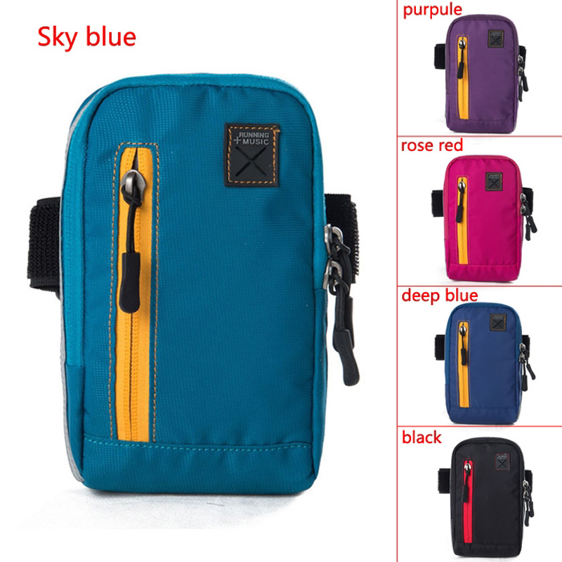 

Outdoor Sport Running Jogging Gym Arm Wrist Waterproof Bag With Headphone Jack Multifunction Pouch for Cycling Running walking, Red color