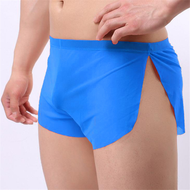 

Hot Sale Mens Underwear Boxer shorts Summer Men's boxers Ice Transparent Low Waist Sexy Panties Gay Seamless Silkly underwear, White
