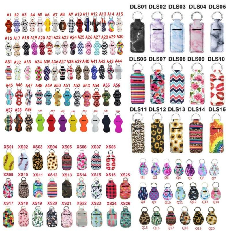 

Neoprene Keychain Hand Sanitizer Bottle Holder Chapstick Holder Hand Soap Bottle Holder Printed Lipstick Holders Key Ring Party Favor