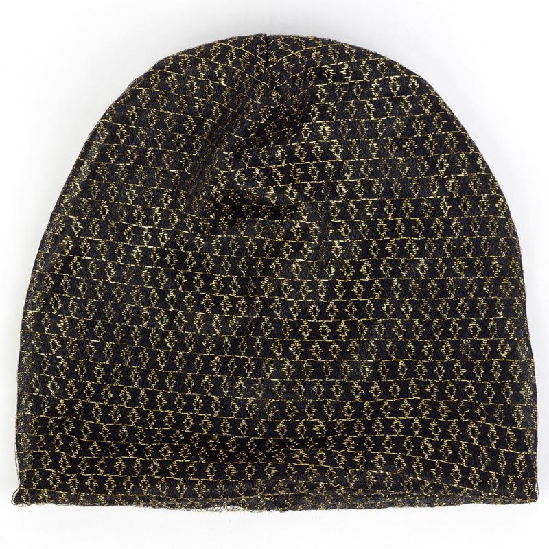 

Summer Fashion Caps For Man Women Hats Girls Female Casual Beanies Turban Wraps Gold Print Unisex Skullies Bonnets