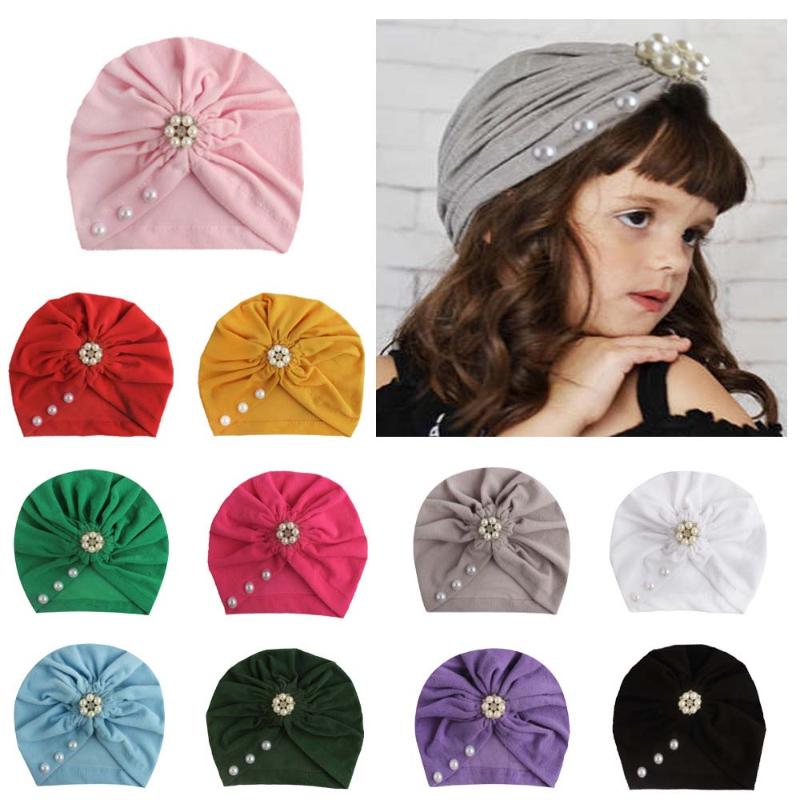 

Bohemia Baby Girl Hat with Pearls Baby Hat for Girls Turban Hats Newborn Photography Props Infant Beanie Cap Kids, 10