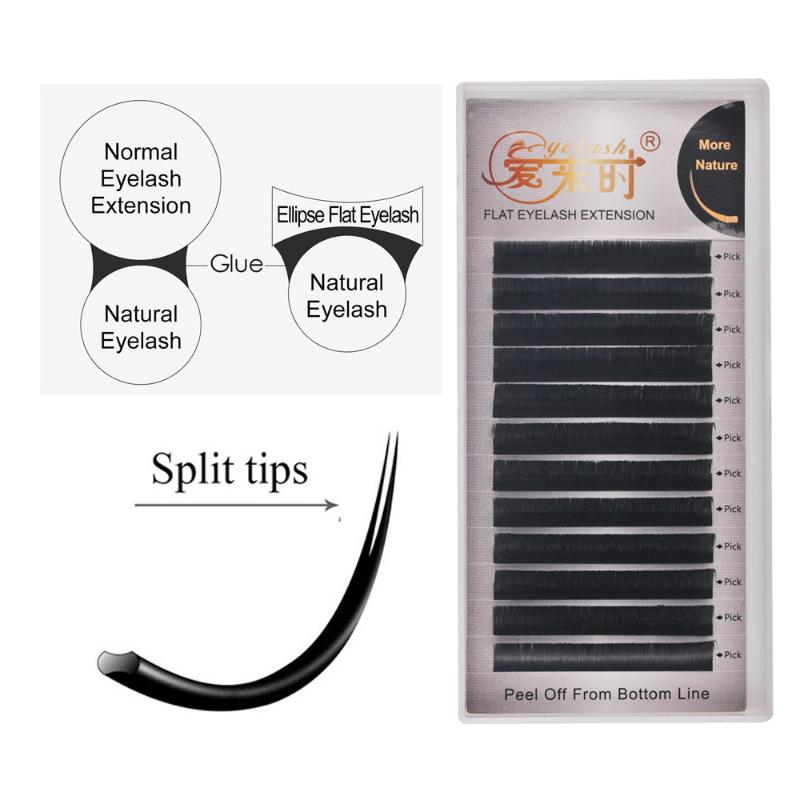 

NEWCOME Matte Ellipse Flat Lashes Split Tips Mink Eyelash Extensions Ellipse shaped Lashes Soft Natural Light