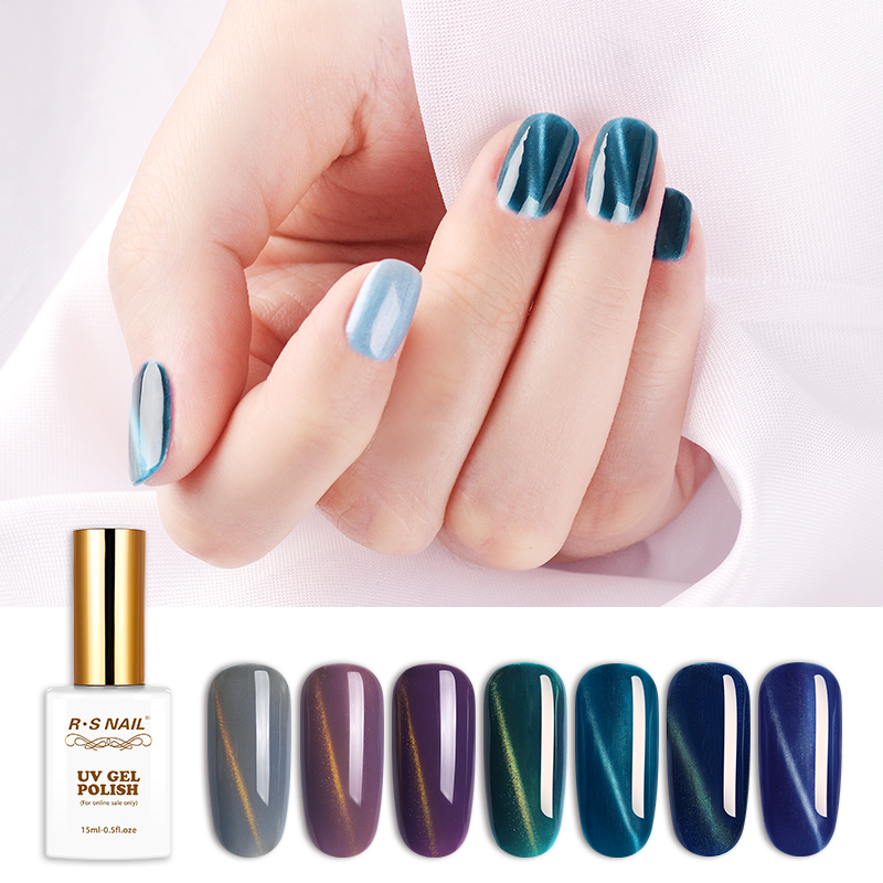

RS NAIL Art Design Manicure 15Ml Soak Off Enamel 9d cat eyes magnetic Gel Polish UV Gel Nail Polish Lacquer Varnish, C-007