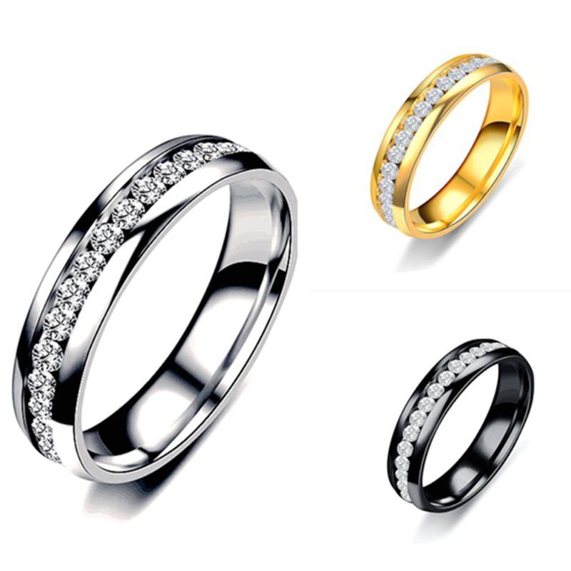 

Fashion Simple Shiny Wedding Design Stainless Steel Exquisite Jewelry Ring Gift For Woman Girl Shine Black Classic Sz6-12