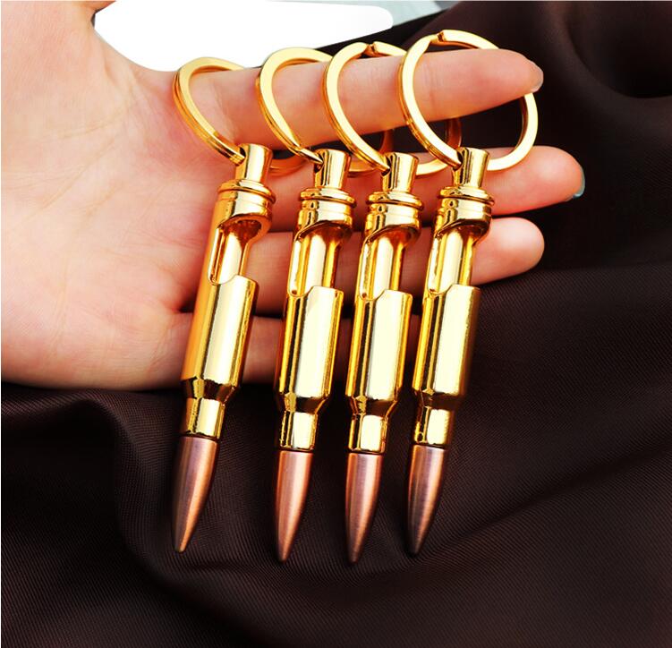 

Customizable creative bullet key chain multifunction shell case shaped bottle opener nice gift for military fan bar toolsps2258, Slivery;golden
