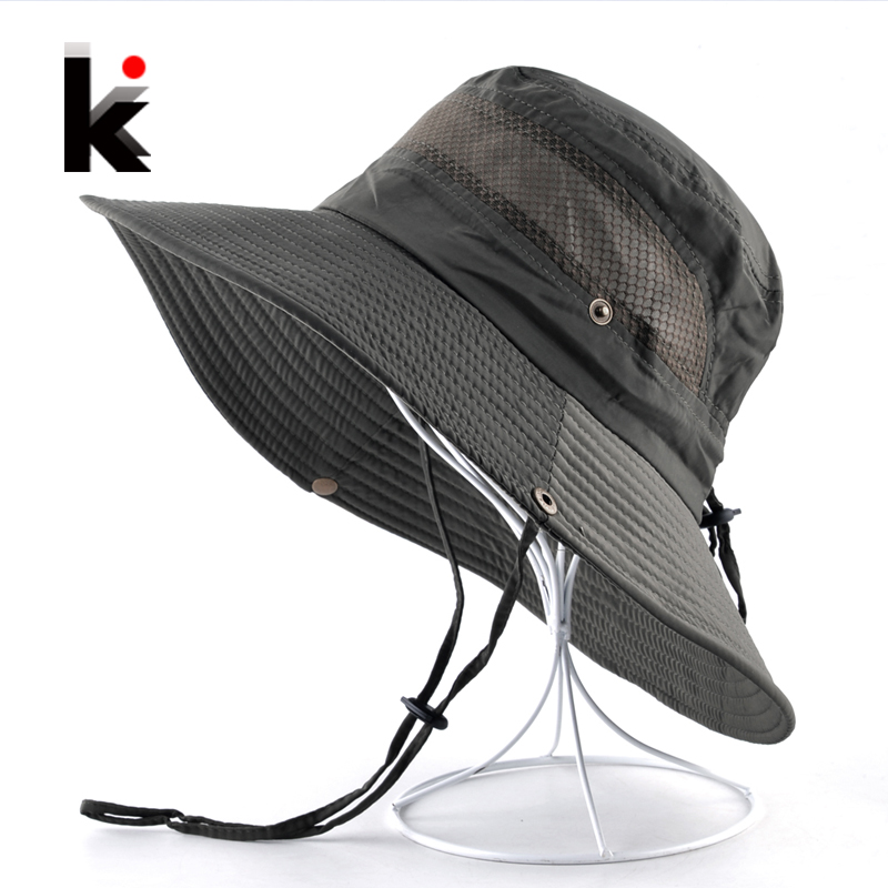 

Men's Summer Bucket hat Wide Brim Sun Caps Women Beach Anti-UV Visor Hats For Men Outdoor Fishing Climbing Bob Chapeau Bones, Blue
