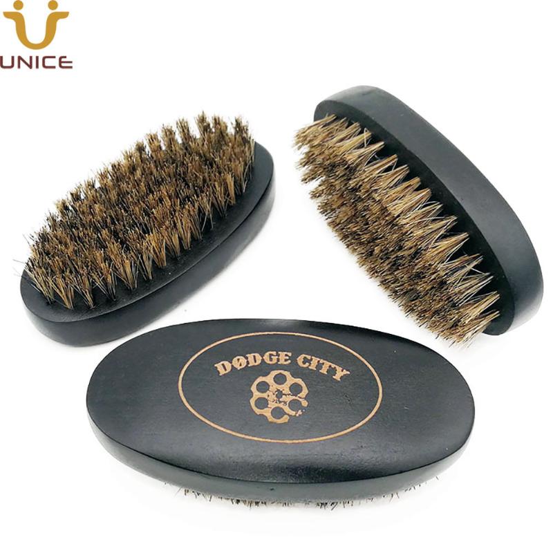 

100pcs/lot Boar Bristle Beard Brush Black Wood Handle Face Brush Wooden Facial Cleaning for Men Grooming Customized LOGO