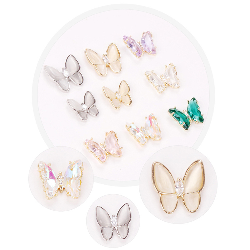 

DIY Nail Art Diamond Butterfly Jewelry 3D Super Flash Rhinestone Nail Art Decorations Opal Bow Manicure Accesoire Wholesale