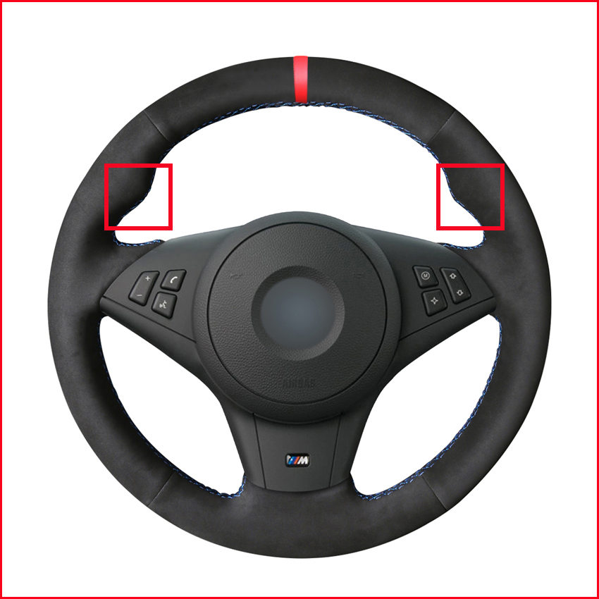 

Red Marker Black Suede Car Steering Wheel Cover for BMW E60 E63 E64 Cabrio M6 2005 2006 2007 2008 2009 2010 Accessories Parts