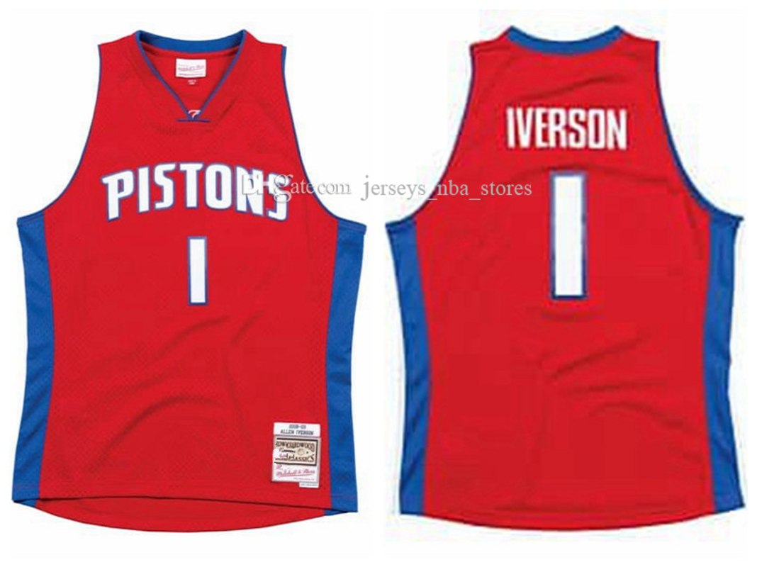 

Men Detroit Pistons Allen Iverson 1 Mitchell & Ness Road 2008-09 Authentic Jersey 01, Color1