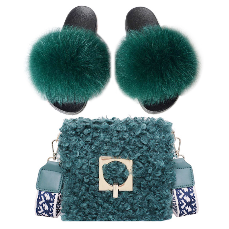 

Women Slippers Summer Pure Fur Slippers Lady Footwears Ladies Daily Shoes Fashion Plush Bag Round Toe Shoes 35-45