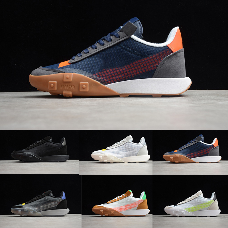 

with box Waffle Racer 2X Running Shoes Check Cloth Ghost Light Bone Triple Black Street Fashion Mens Outdoor Sneakers size 39-45