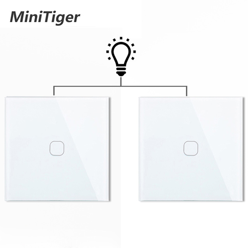 

Minitiger EU 1 Gang 2 Way Wall Light Controller Smart Home Automation Touch Switch Switch Waterproof and Fireproof 2pcs/pack