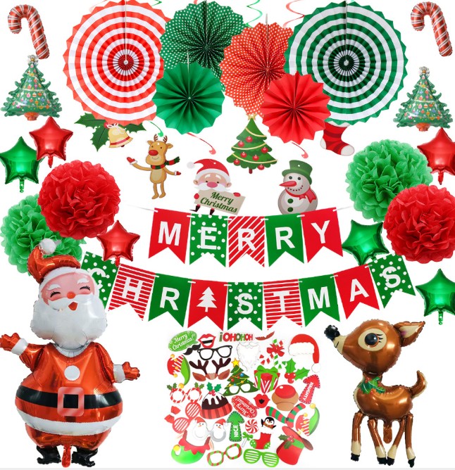 

Christmas Balloon decoration Elk aluminum film balloon Christmas Photo Props Inflatable Cartoon Santa Claus Deer New Year Party Decor