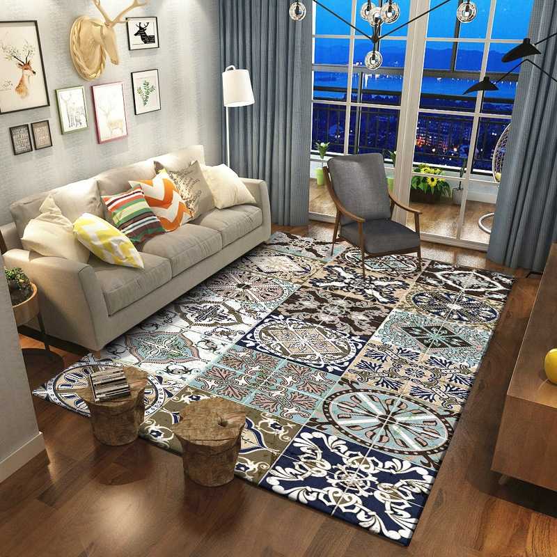 

Bohemian Style Geometric Classic Bedside Area Floor Mat Living Room Floor Doormat Coffee Sofa Bedroom Carpetpeti